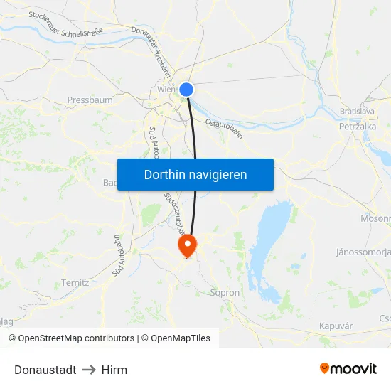 Donaustadt to Hirm map