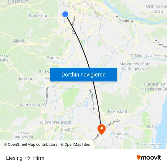 Liesing to Hirm map