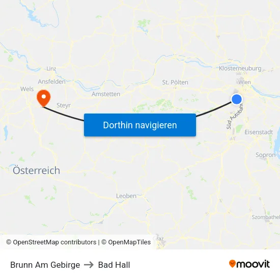 Brunn Am Gebirge to Bad Hall map