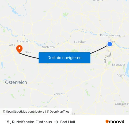 15., Rudolfsheim-Fünfhaus to Bad Hall map