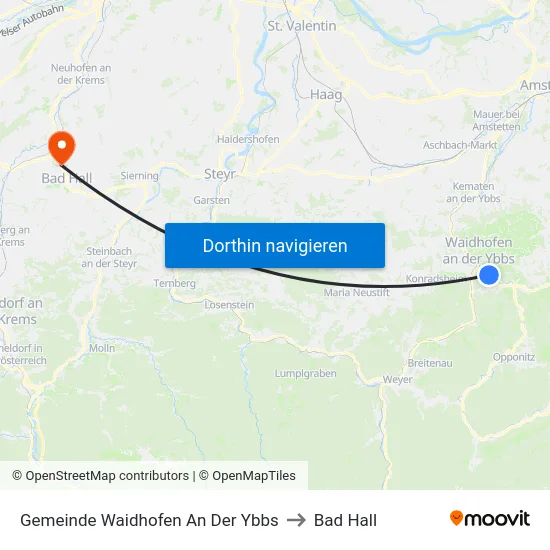 Gemeinde Waidhofen An Der Ybbs to Bad Hall map