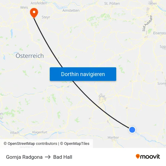 Gornja Radgona to Bad Hall map