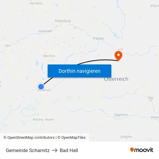 Gemeinde Scharnitz to Bad Hall map