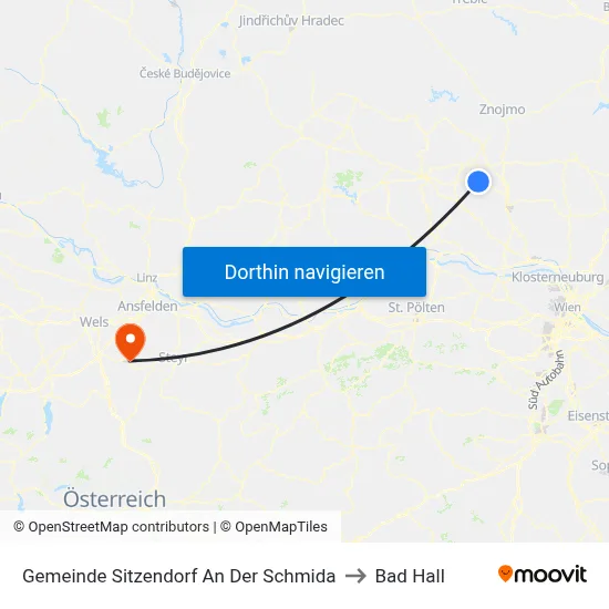 Gemeinde Sitzendorf An Der Schmida to Bad Hall map