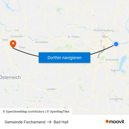 Gemeinde Fischamend to Bad Hall map