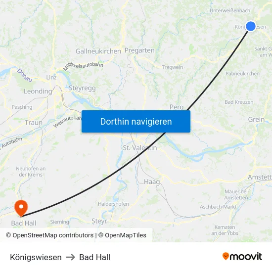Königswiesen to Bad Hall map