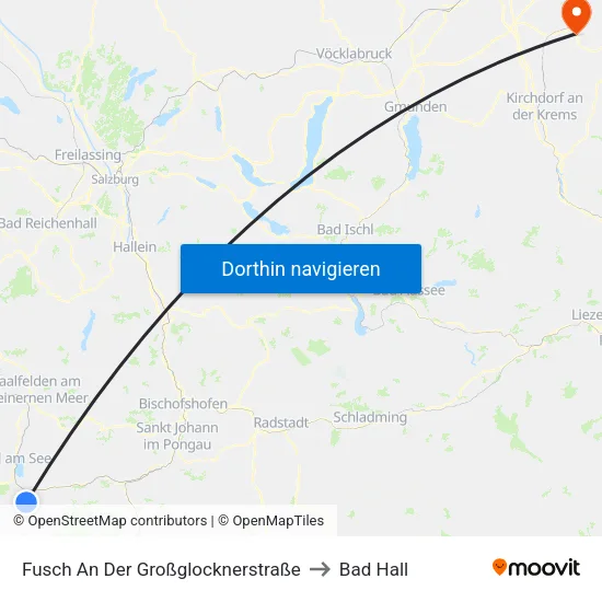 Fusch An Der Großglocknerstraße to Bad Hall map