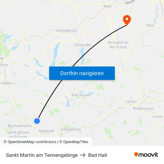 Sankt Martin am Tennengebirge to Bad Hall map