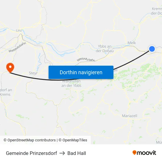 Gemeinde Prinzersdorf to Bad Hall map