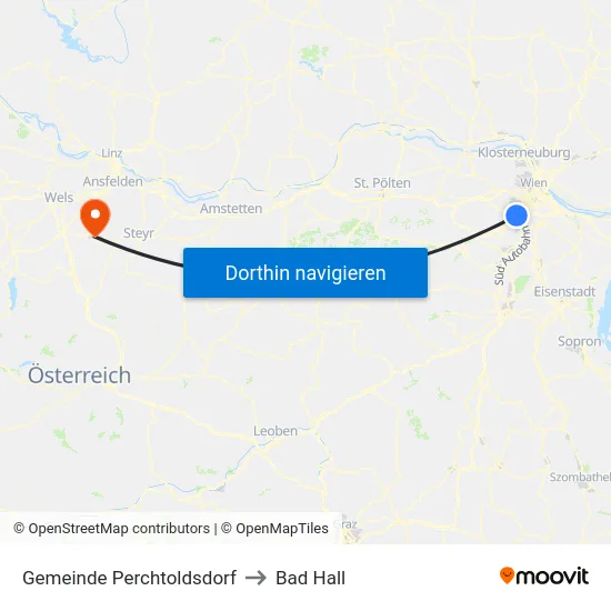 Gemeinde Perchtoldsdorf to Bad Hall map