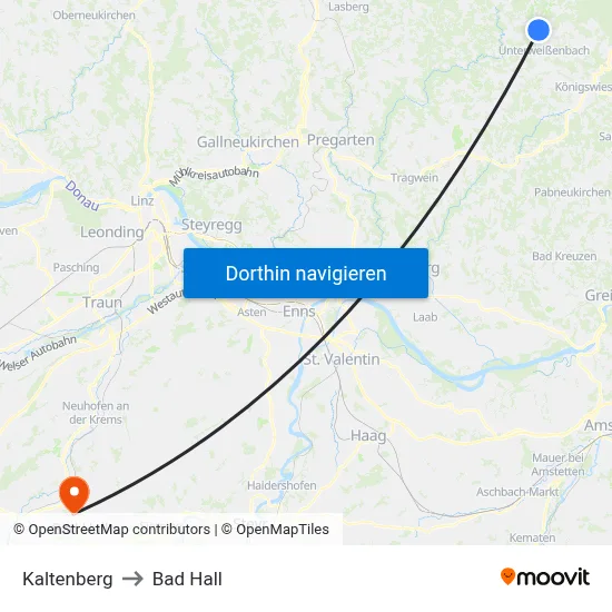 Kaltenberg to Bad Hall map