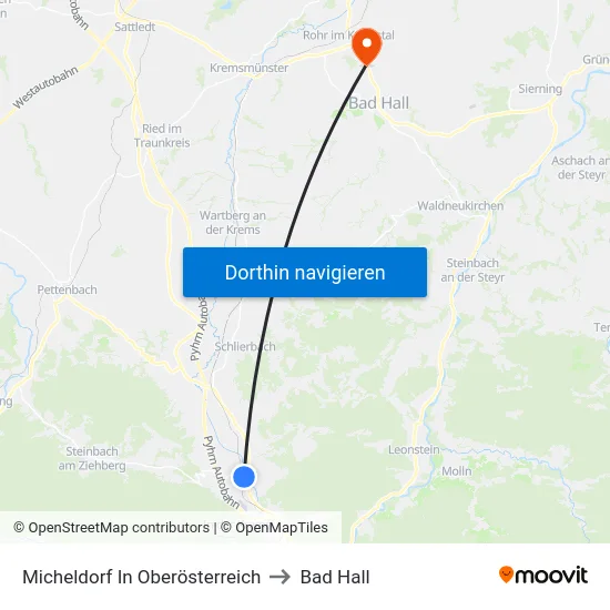 Micheldorf In Oberösterreich to Bad Hall map