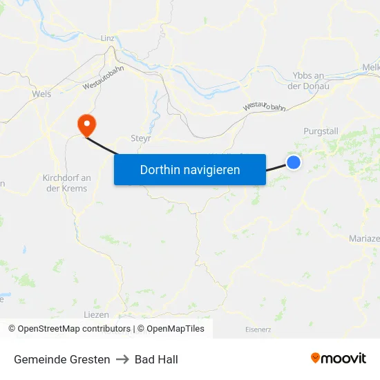 Gemeinde Gresten to Bad Hall map