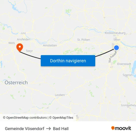 Gemeinde Vösendorf to Bad Hall map