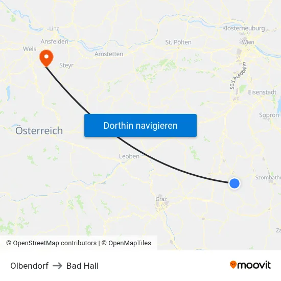 Olbendorf to Bad Hall map