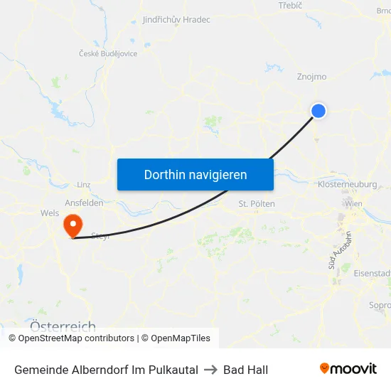 Gemeinde Alberndorf Im Pulkautal to Bad Hall map