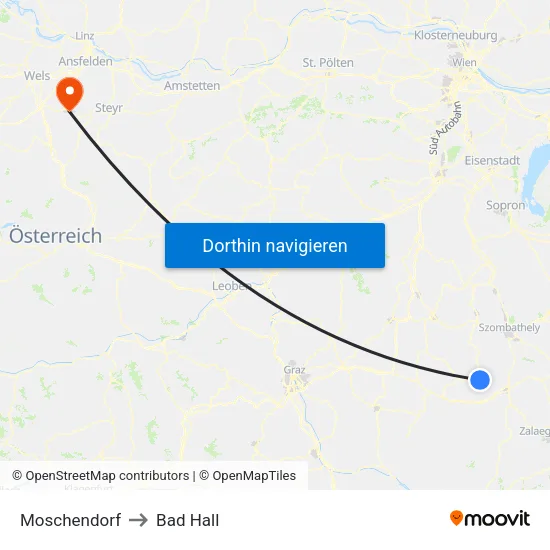 Moschendorf to Bad Hall map