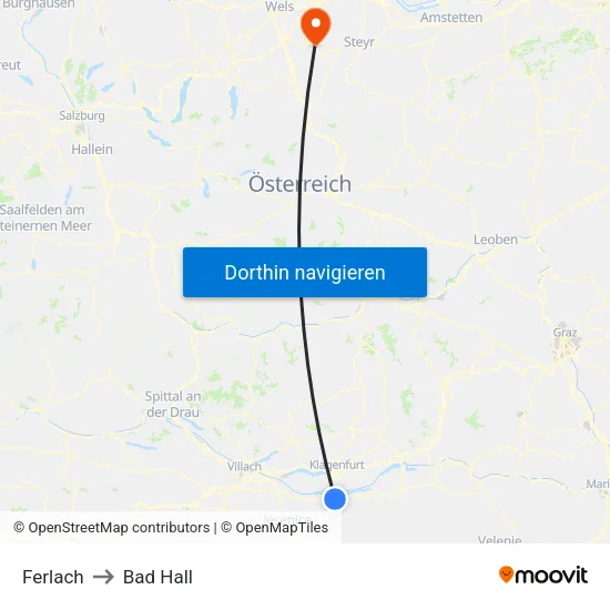 Ferlach to Bad Hall map