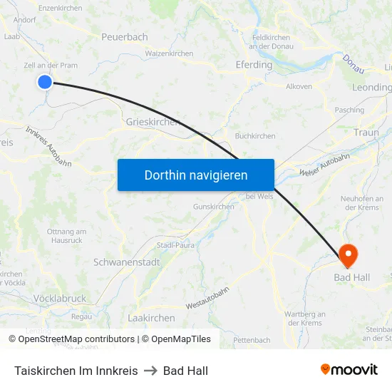 Taiskirchen Im Innkreis to Bad Hall map