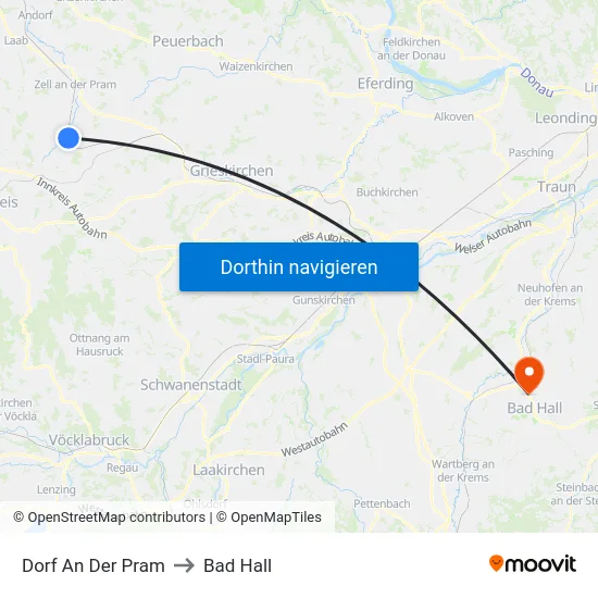 Dorf An Der Pram to Bad Hall map