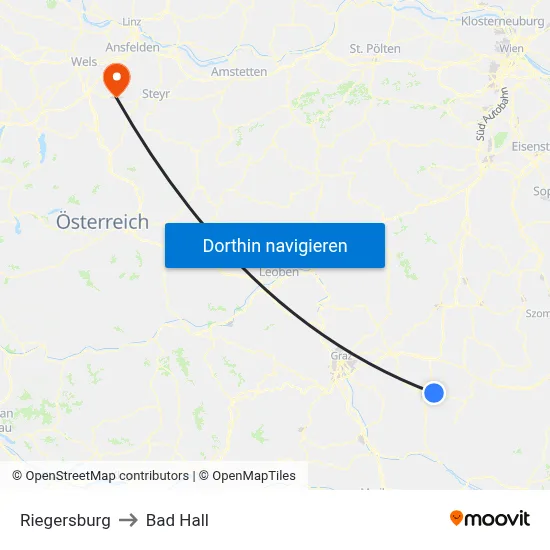 Riegersburg to Bad Hall map