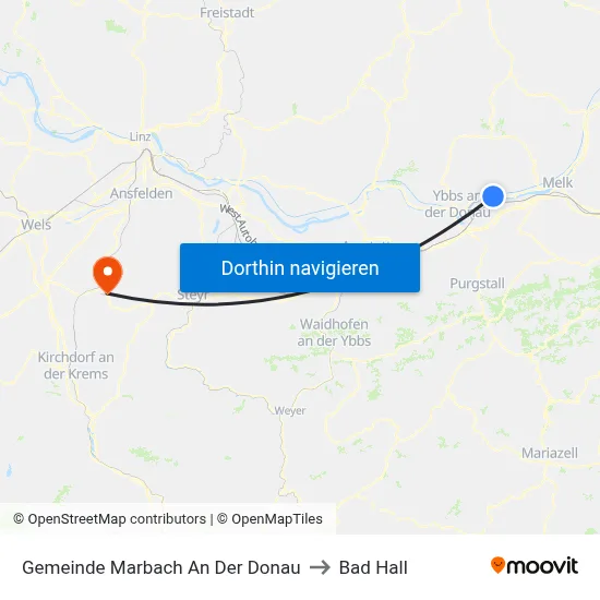 Gemeinde Marbach An Der Donau to Bad Hall map