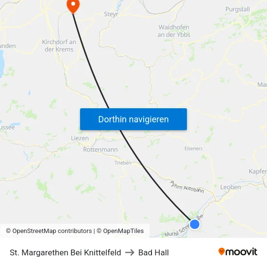 St. Margarethen Bei Knittelfeld to Bad Hall map