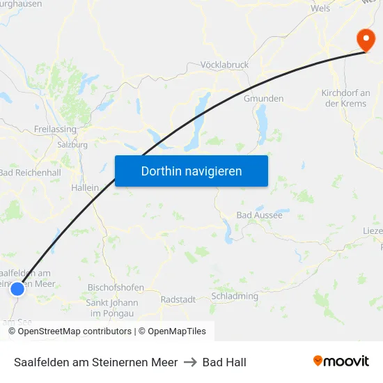Saalfelden am Steinernen Meer to Bad Hall map