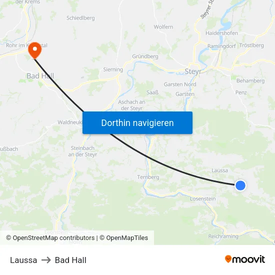 Laussa to Bad Hall map