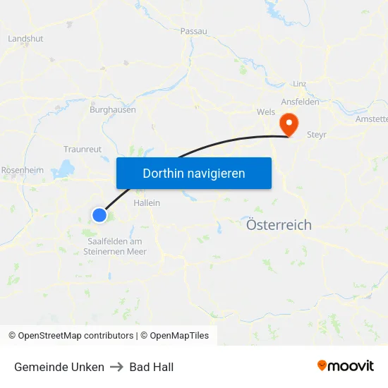 Gemeinde Unken to Bad Hall map