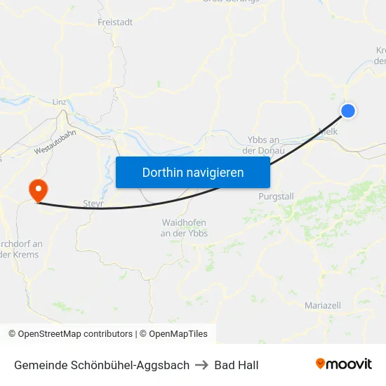 Gemeinde Schönbühel-Aggsbach to Bad Hall map