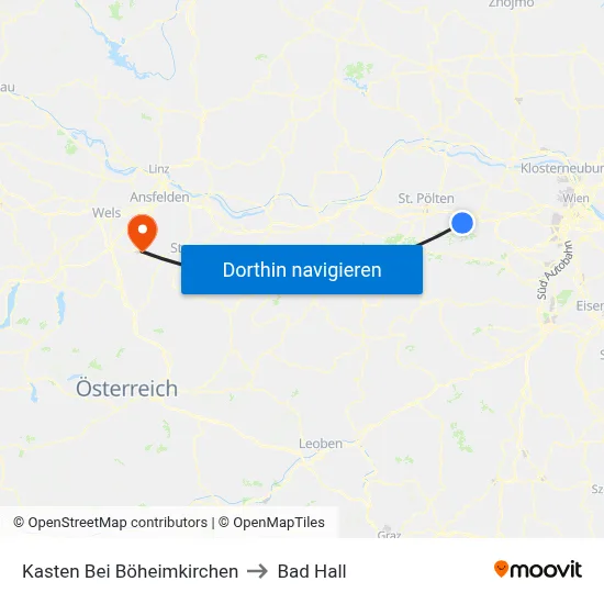 Kasten Bei Böheimkirchen to Bad Hall map