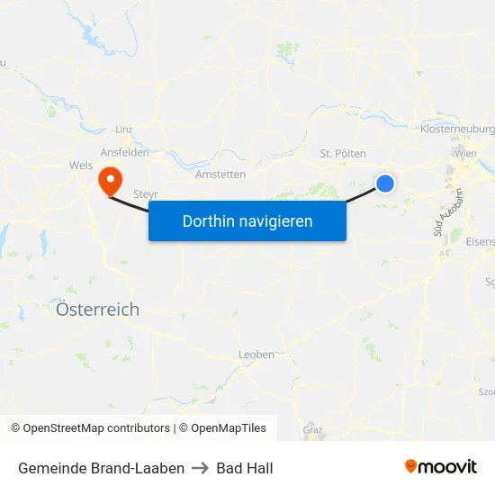 Gemeinde Brand-Laaben to Bad Hall map