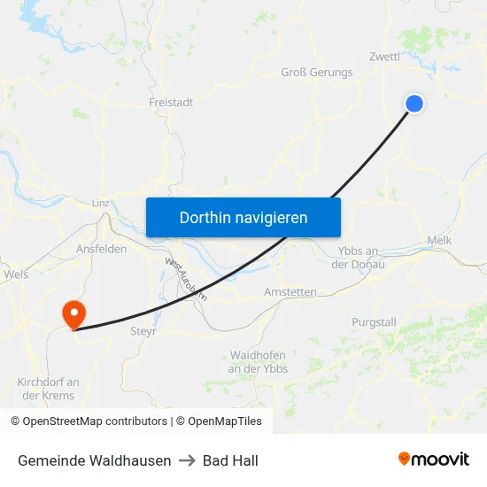 Gemeinde Waldhausen to Bad Hall map