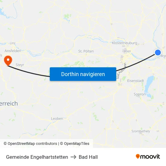 Gemeinde Engelhartstetten to Bad Hall map