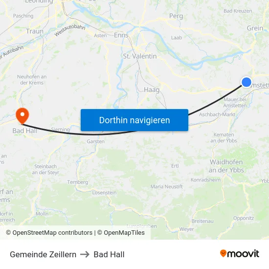 Gemeinde Zeillern to Bad Hall map