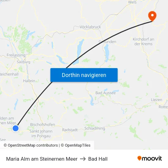 Maria Alm am Steinernen Meer to Bad Hall map