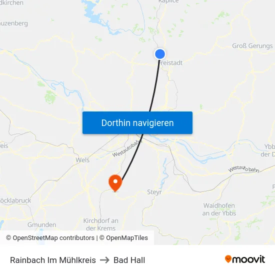 Rainbach Im Mühlkreis to Bad Hall map
