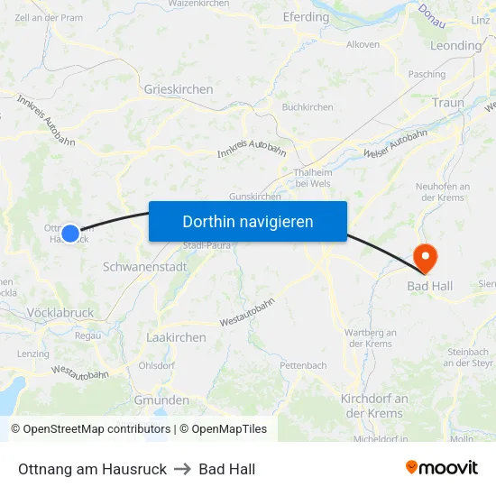 Ottnang am Hausruck to Bad Hall map