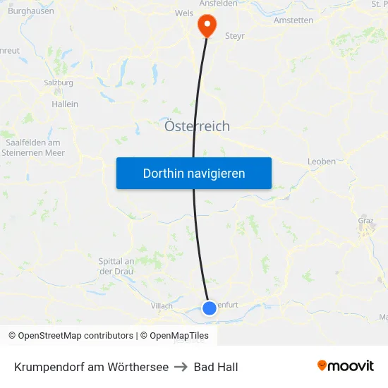Krumpendorf am Wörthersee to Bad Hall map