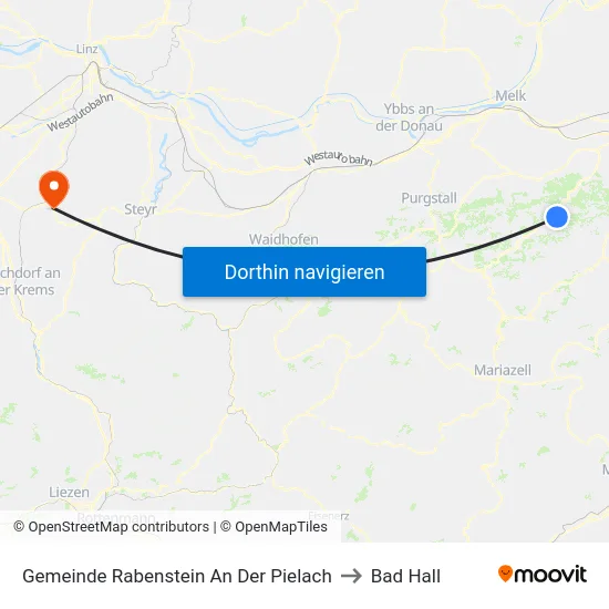 Gemeinde Rabenstein An Der Pielach to Bad Hall map