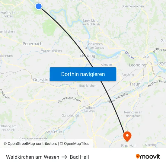 Waldkirchen am Wesen to Bad Hall map
