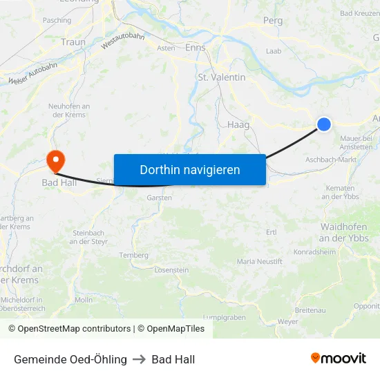 Gemeinde Oed-Öhling to Bad Hall map