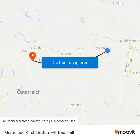 Gemeinde Kirchstetten to Bad Hall map