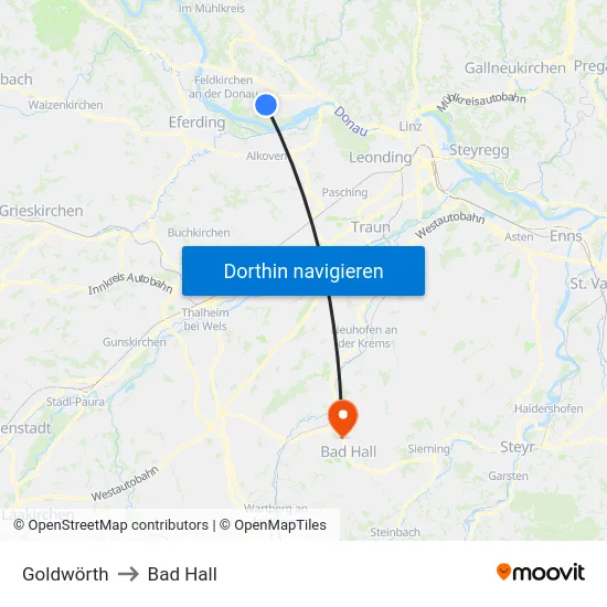 Goldwörth to Bad Hall map