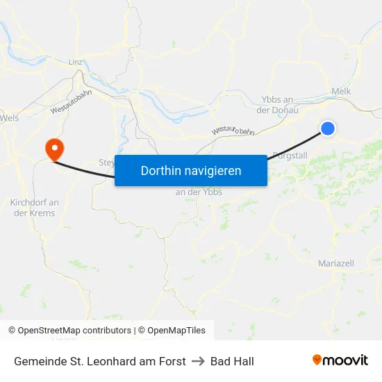 Gemeinde St. Leonhard am Forst to Bad Hall map