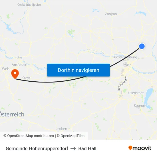 Gemeinde Hohenruppersdorf to Bad Hall map