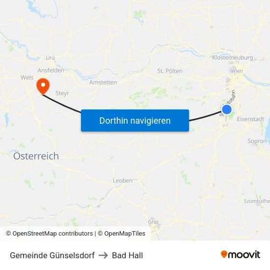 Gemeinde Günselsdorf to Bad Hall map