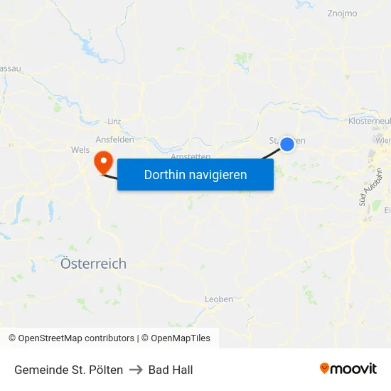 Gemeinde St. Pölten to Bad Hall map