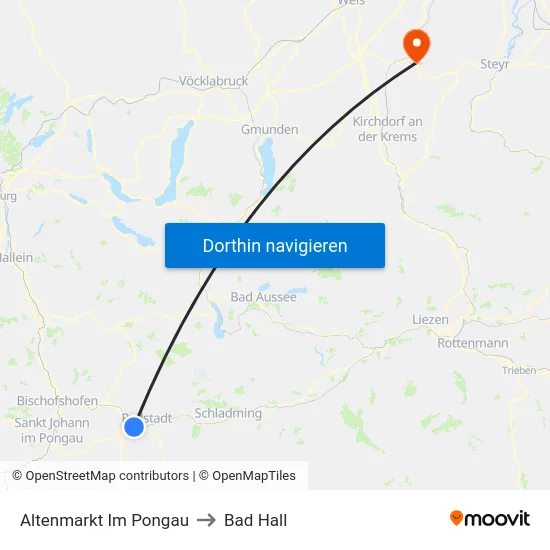Altenmarkt Im Pongau to Bad Hall map